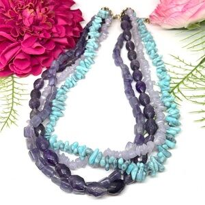 VINTAGE⚜️Gemstone Acrylic Beaded Layer Necklace